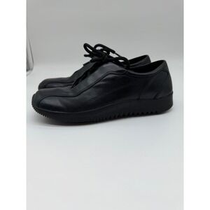 Naturalizer Eurosole Black Leather Lace Up Sneakers Womens Walking Shoes 8.5